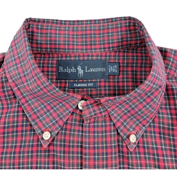 Ralph Lauren Mens Plaid Shirt Red Blue Green Long Sleeve 16 1/2  34/35  JH1048 - Picture 3 of 5